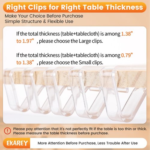 24 Pieces Clear Tablecloth Clips, Durable Plastic Table Cover Holders, Windproof Transparent Clamps for Securing Tablecloths Indoor Outdoor Party, Wedding, Christmas Event, Picnic, Camping (24, Large)
