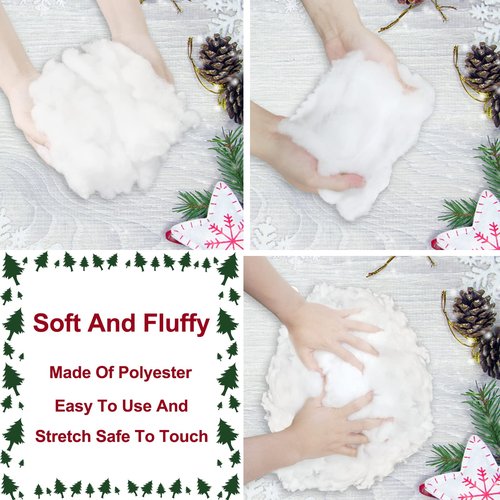 Fake Snow Decorations, 75 Sqft Fiber Soft Christmas Artificial Snow Cotton for Indoor Home Christmas Decor Village Tree Winter Mantle Displays Fake Snow for Winter Christmas Tree Holiday (25 Oz)