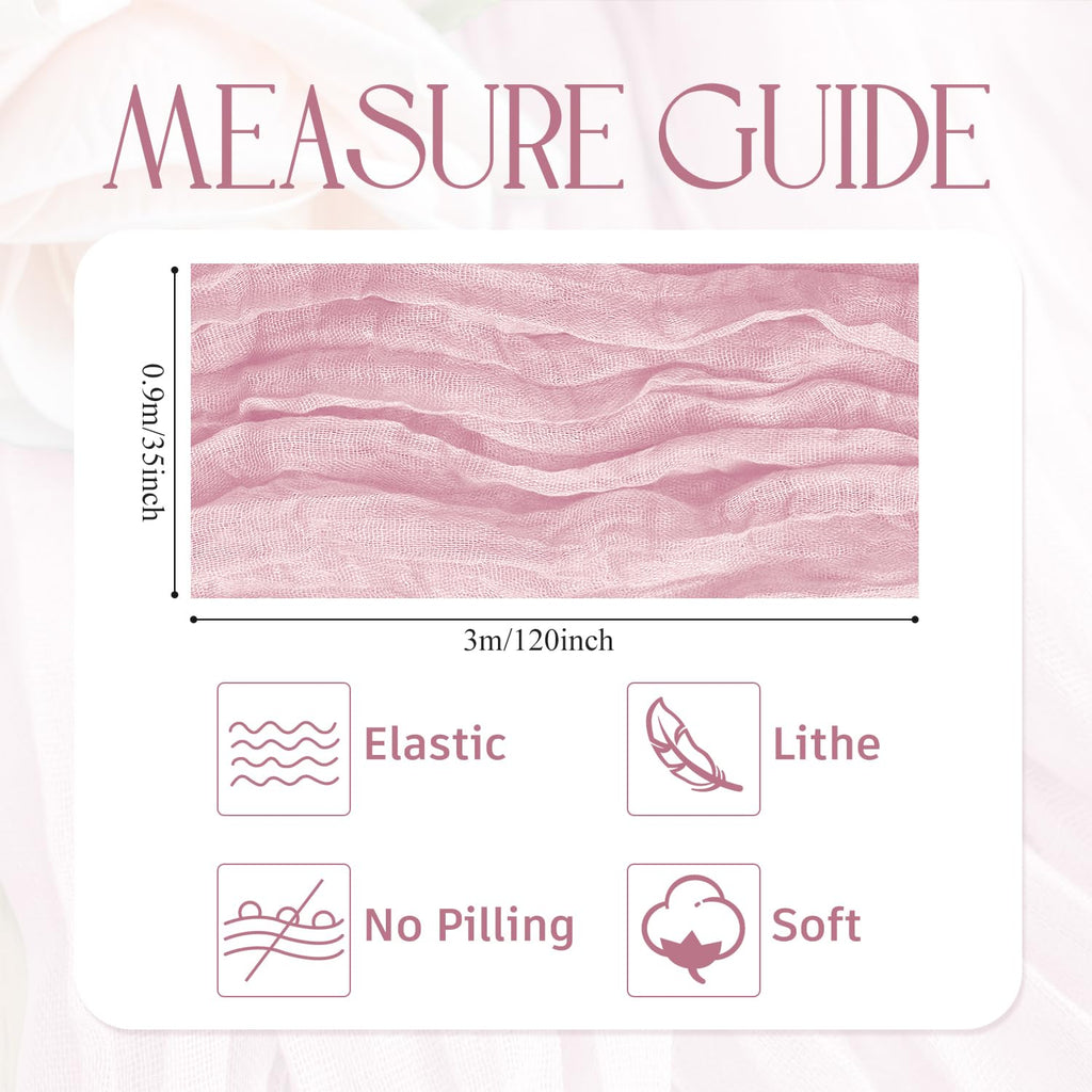 Wokceer Cheesecloth Table Runner 4Pack 10FT Blushing Pink Christmas Gauze Cheese Cloth Table Runner for Party Easter Rustic Sheer Table Runners for Baby Bridal Shower Wedding