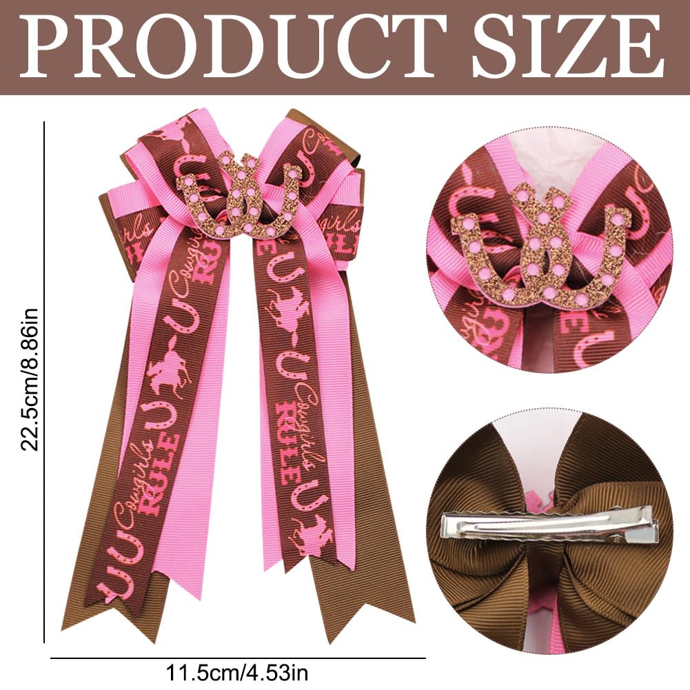 Umibow Western Cowgirl Hair Bows Clips - Cowboy Hat & Boot Bowknot Barrettes | Horseshoes Print