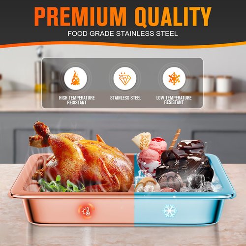 Hotel Pan, Full Size Steam Table Pan 2.5" Deep Stainless Steel With Lid 20.8" L x 13" W Anti-Jam Buffet Commercial (4 Pack)