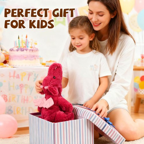 Gisqis 4Pounds Red Dragon Plush 23.6" Weighted Dragon Stuffed Animals Soft Giant Stuffed Dragon Weighted Dragon Stuffy Plushies Body Pillow Easter Birthday Gifts for Kids