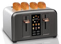 SEEDEEM Toaster 4 Slice, Stainless Toaster & Touch Control, LCD Display, 6 Bread Type, 7 Shade Settings, 1.5'' Wide Slots, Cancel/Defrost/Reheat, Removable Crumb Tray, 1800W, Dark Metallic
