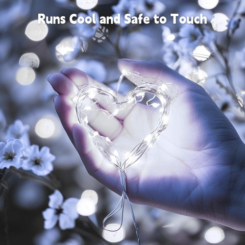 Minetom Fairy Lights - 100 LEDs 33 Ft Waterproof Starry String Lights on Silver Wire | Pure White for Parties & Weddings