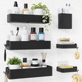 Kitsure Shower Caddy Adhesive - Stylish No-Drill Bathroom Organizer with Soap Holder & Hooks | Large Black 6-Pack