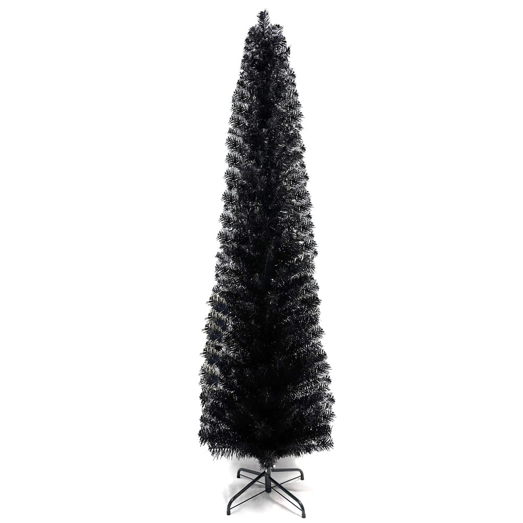 TKYGU 6ft Pencil Christmas Tree, Black Artificia Xmas Tree,Slim Holiday Tree Decoration, Skinny Xmas Tree with 316 PVC Needles & Folding Metal Stand, Home Office Holiday Decoration