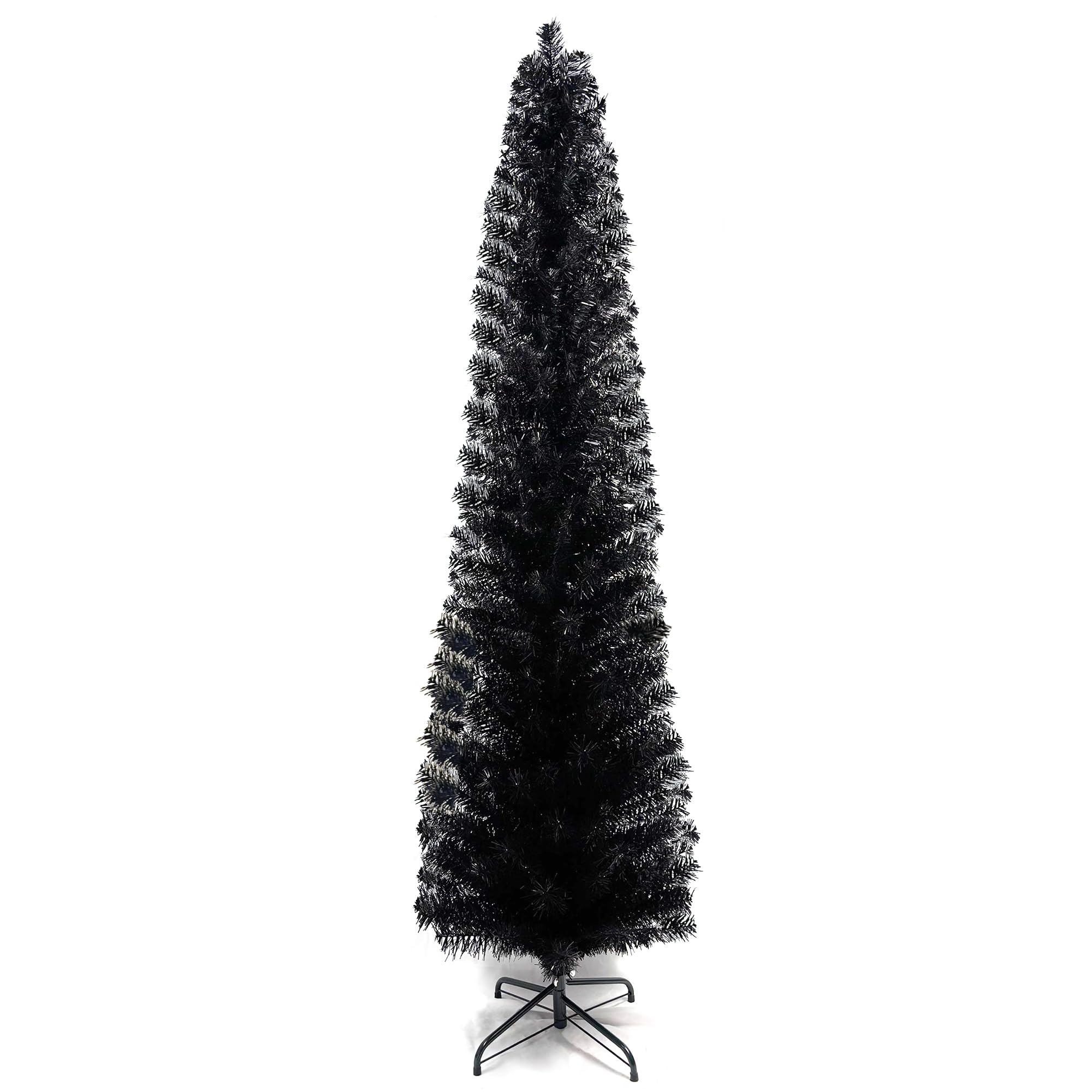 TKYGU 6ft Pencil Christmas Tree, Black Artificia Xmas Tree,Slim Holiday Tree Decoration, Skinny Xmas Tree with 316 PVC Needles & Folding Metal Stand, Home Office Holiday Decoration