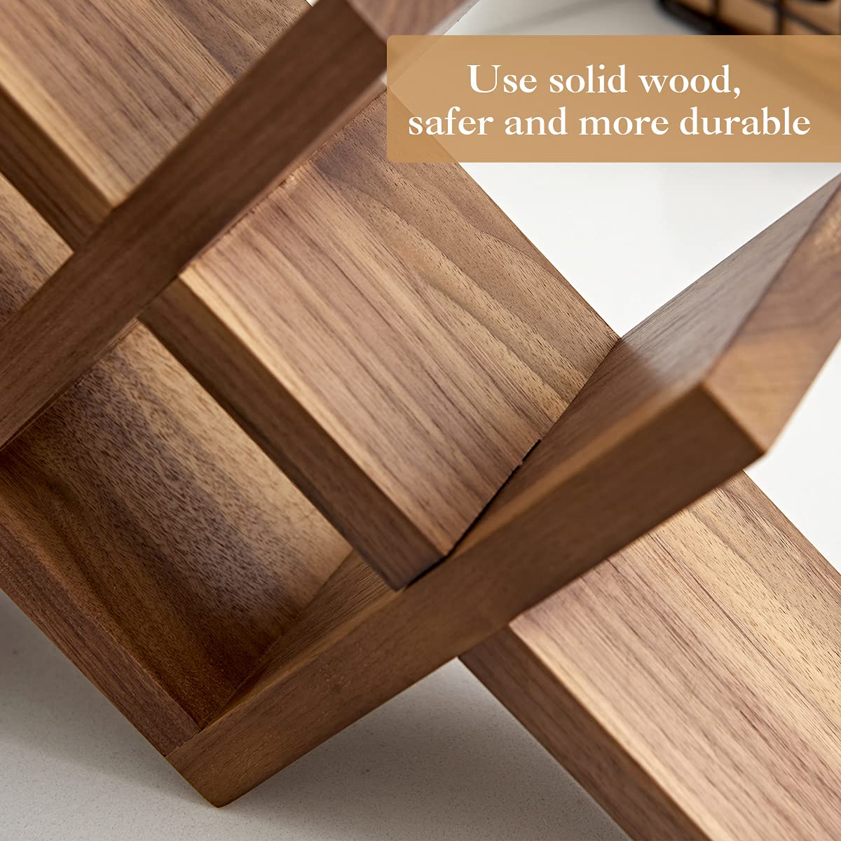 OAKERLAND Walnut Wood Wine Storage Rack Countertop, 4 Bottle Wine Rack Free Standing Wine Storage, Wine Shelf Organizer, Perfect for Home Décor and Wine Gifts, No Need Assembly (Walnut)