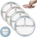 E-far Stainless Steel Toddler Plates - 9" Unbreakable Non-Slip Baby Dishes, 4-Pack with Suction & Silicone Sleeves