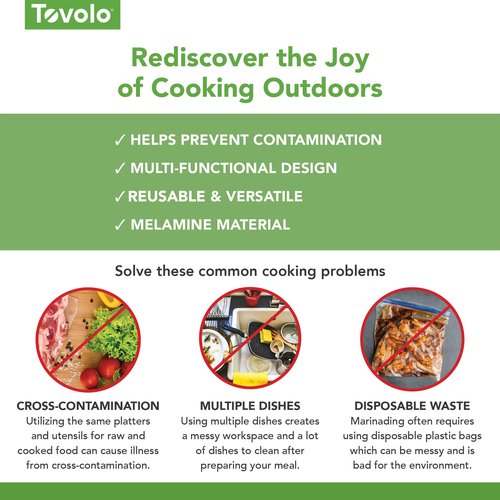 Tovolo Steak Marinating Container with Lid Large Grill Marinade and Prep Tray Set for Meat Veggies Burgers, Dishwasher Safe BBQ Marinating Tray with Cover for Thawing Prepping or Serving 17x10.5 in