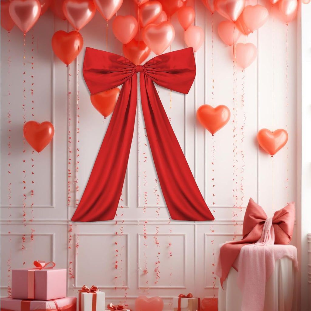 Wavwavw Large Red Bow Decor - Giant Satin Ribbon Tie for Birthday & Wedding | 24 x 36 Inches