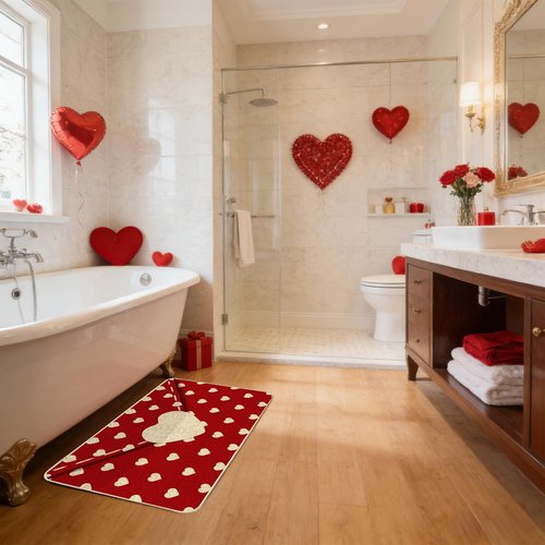 FUTBU Valentines Day Kitchen Rugs and Mats Set of 2, Red Love Kitchen Decor, Farmhouse Anti-Fatigue Mats for Floor Decorations for Home, Love You More Rug Home Decor 17"x27"+17"x47"