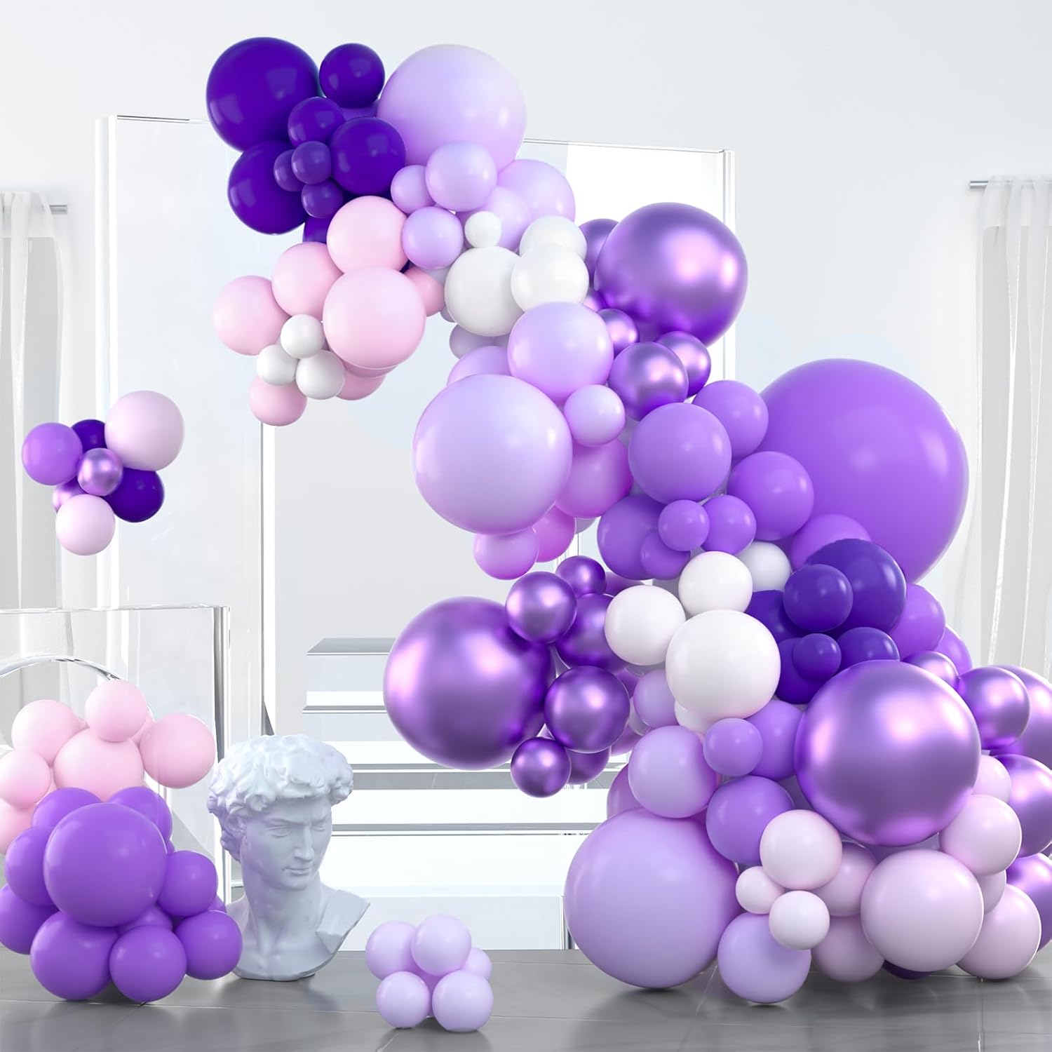 PartyWoo Purple Balloon Garland - 100-Piece Set of Shades of Purple Balloons | Various Sizes for Party Decorations