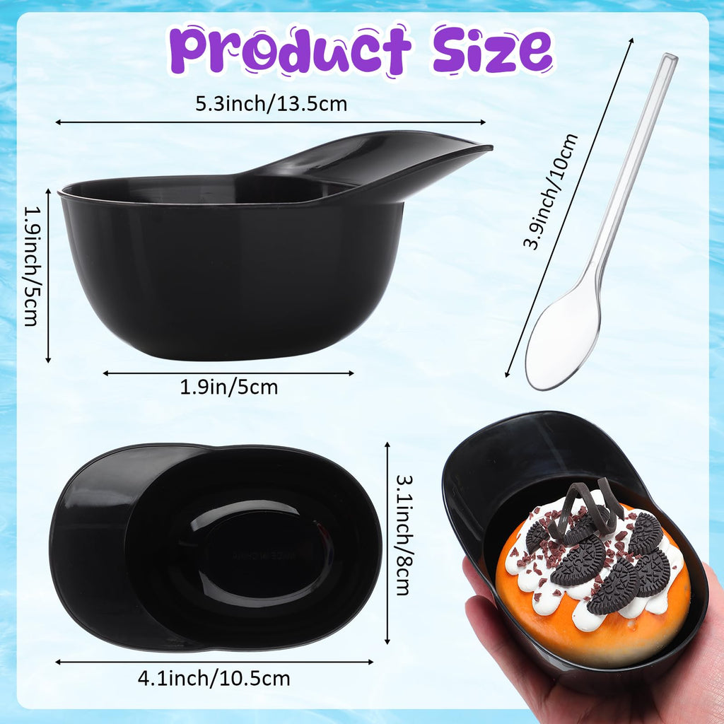 Honeydak 48 Pack Plastic Baseball Helmet Bowl with Spoons 8 oz Mini Ice Cream Dessert Baseball Cap Bowls Party Snack Cups for Birthday Party Decorations Supplies