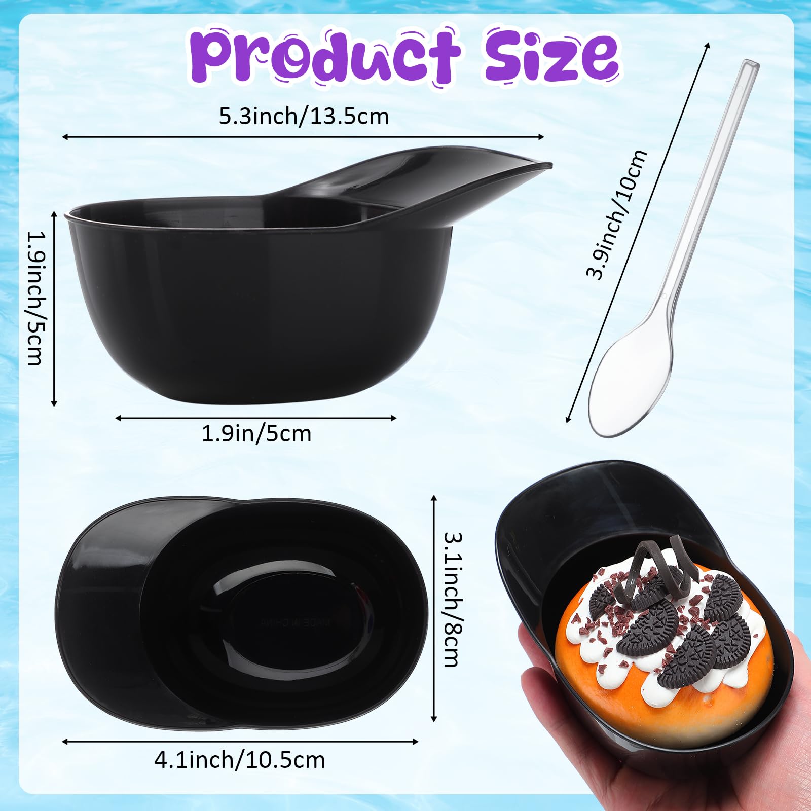Honeydak 48 Pack Plastic Baseball Helmet Bowl with Spoons 8 oz Mini Ice Cream Dessert Baseball Cap Bowls Party Snack Cups for Birthday Party Decorations Supplies