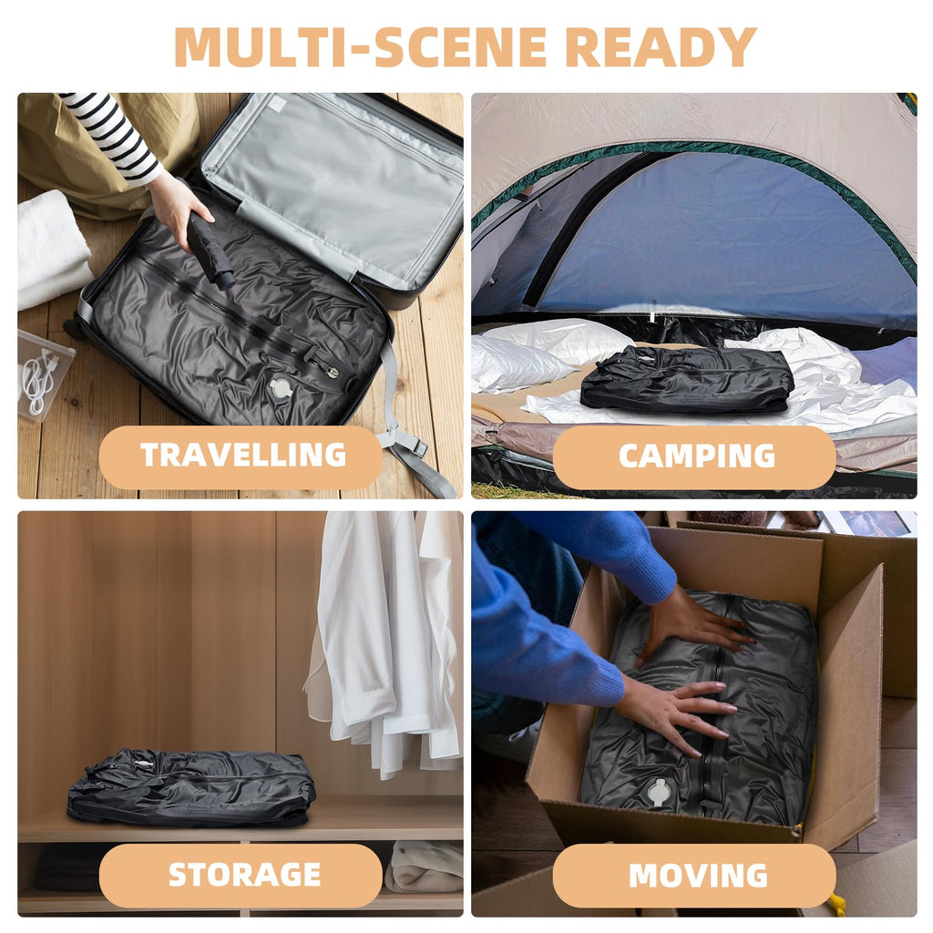 Vacuum Bags for Travel with Cordless Pump, 40L Airtight Compression TPU Bags,IP67 Reusable storage bag for Suitcase, Backpack, Luggage, Moving (1PC+Pump)