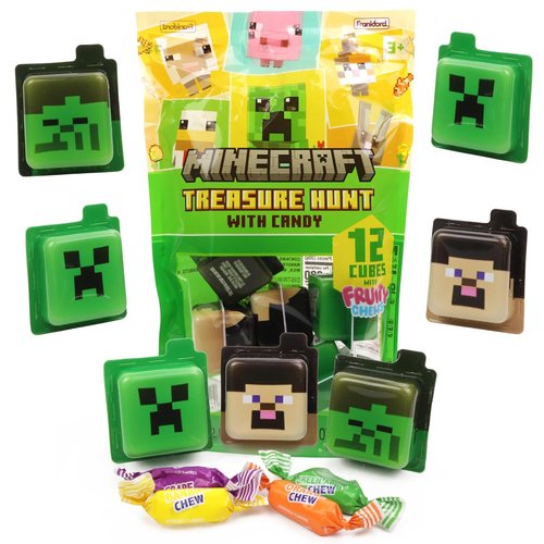 Minecraft - Creeper Candy Treasure Hunt | Pre-Filled Characters with Fruit Chews - 12 Count Party Snacks