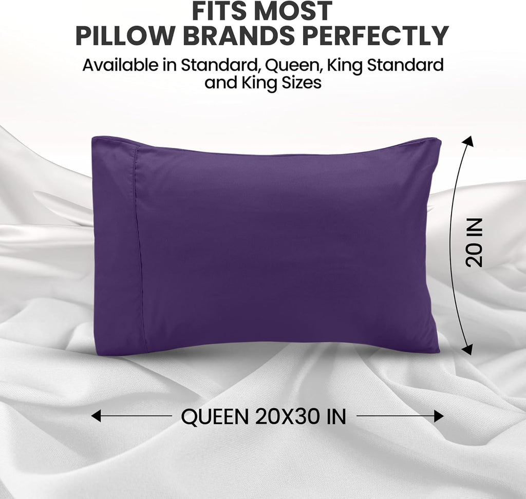 Utopia Bedding Queen Pillow Cases - Soft Brushed Microfiber - Fade Resistant | 20 x 30 Inches, Eggplant - 2 Pack
