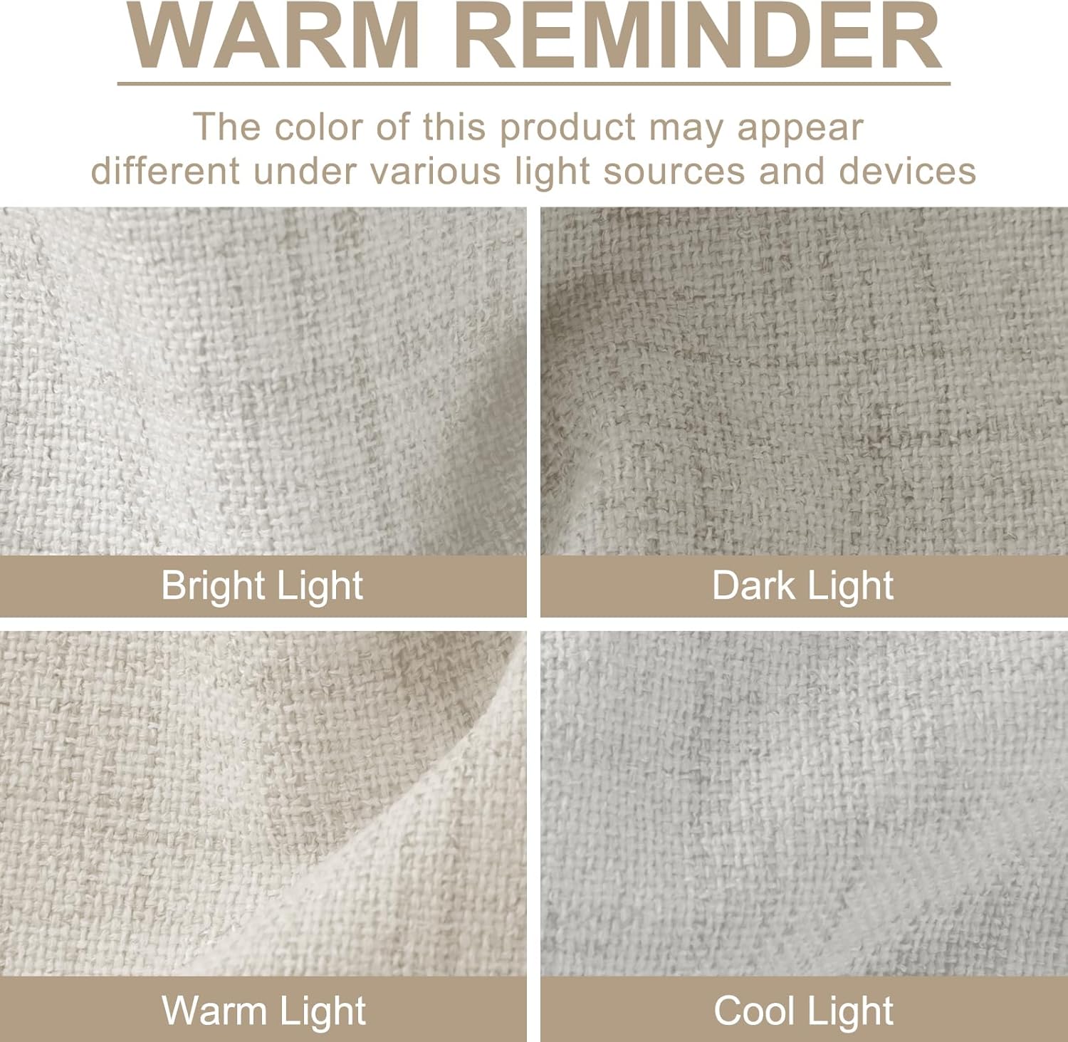 Skiennix 100% Blackout Linen Curtains - Thermal Insulated Drapes, 50" W x 108" L, Beige | 2 Panels Set
