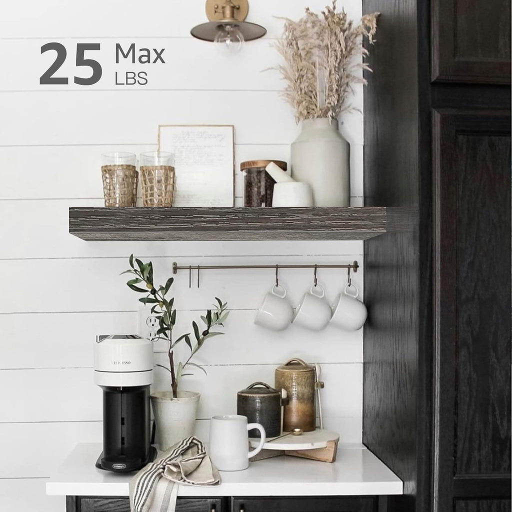 QEEIG Floating Shelves - Stylish Wall Storage for Bathroom, Bedroom & Kitchen - 16 Inch Set of 3, Grey