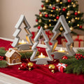 Meanplan Christmas Tree Tealight Candle Holders - Rustic Plaster Votive Set for Holiday Decor | 3 Pcs