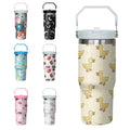 Xchearser Duck Tumbler with Handle and Flip Straw for Women Men, 30oz Cute Stainless Steel Insulated Cup, Water Bottle Travel Coffee Mug, Gifts for Animal Lovers