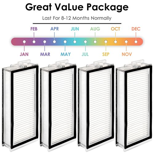 (4 Pack) Q5 Max+ Replacement HEPA Filters Compatible With Roborock Q5 Max+, Q5 Pro, Q5 Pro+, Q8 Max, Q8 Max+, Q7, Q7+, Q7 Max, Q7 Max+, Q5 Duoroller+ Robot Vacuum Cleaner, Replacement Parts Filters