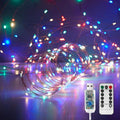 Ariceleo USB Powered Fairy Lights - 32.8 Ft Silver Wire String Lights with Remote & Timer, 100 LED, Waterproof, 8 Modes for Parties & Weddings