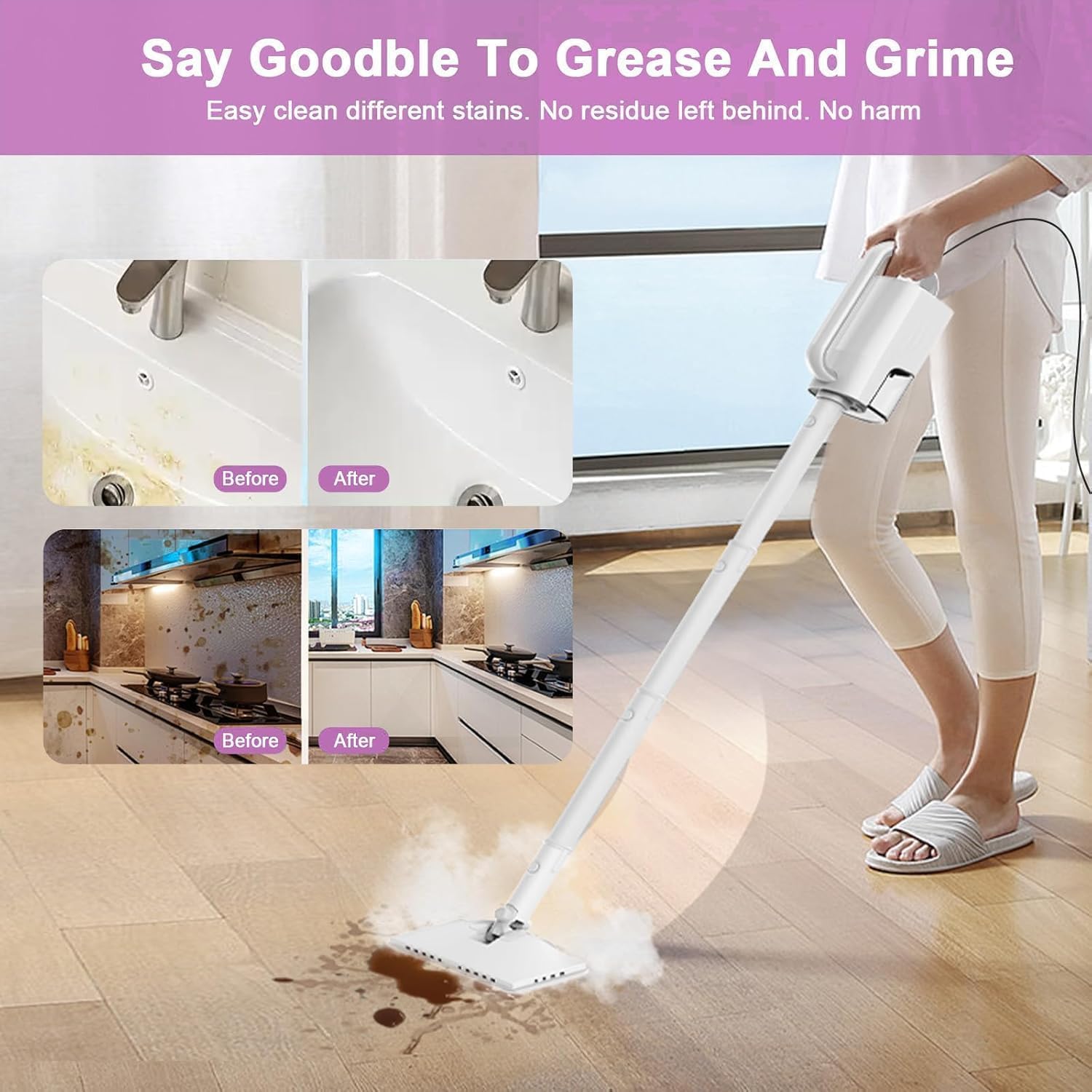 Skiennix 7-in-1 Steam Mop - 1200W Multi-Surface Cleaner with 400ML Tank & 23FT Cord | First Frost