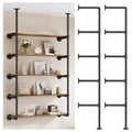 Industrial Iron Pipe Shelf Wall Mount, Farmhouse DIY Open Bookshelf, Pipe Shelves for Kitchen Bathroom, bookcases Living Room Storage, 2Pack of 5 Tier