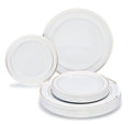 OCCASIONS 120 Plates Pack,(60 Guests) Heavyweight Premium Wedding Party Disposable Plastic Plates Set -60 x 10.5'' Dinner + 60 x 7.5'' Salad/Dessert (White & Gold Rim)