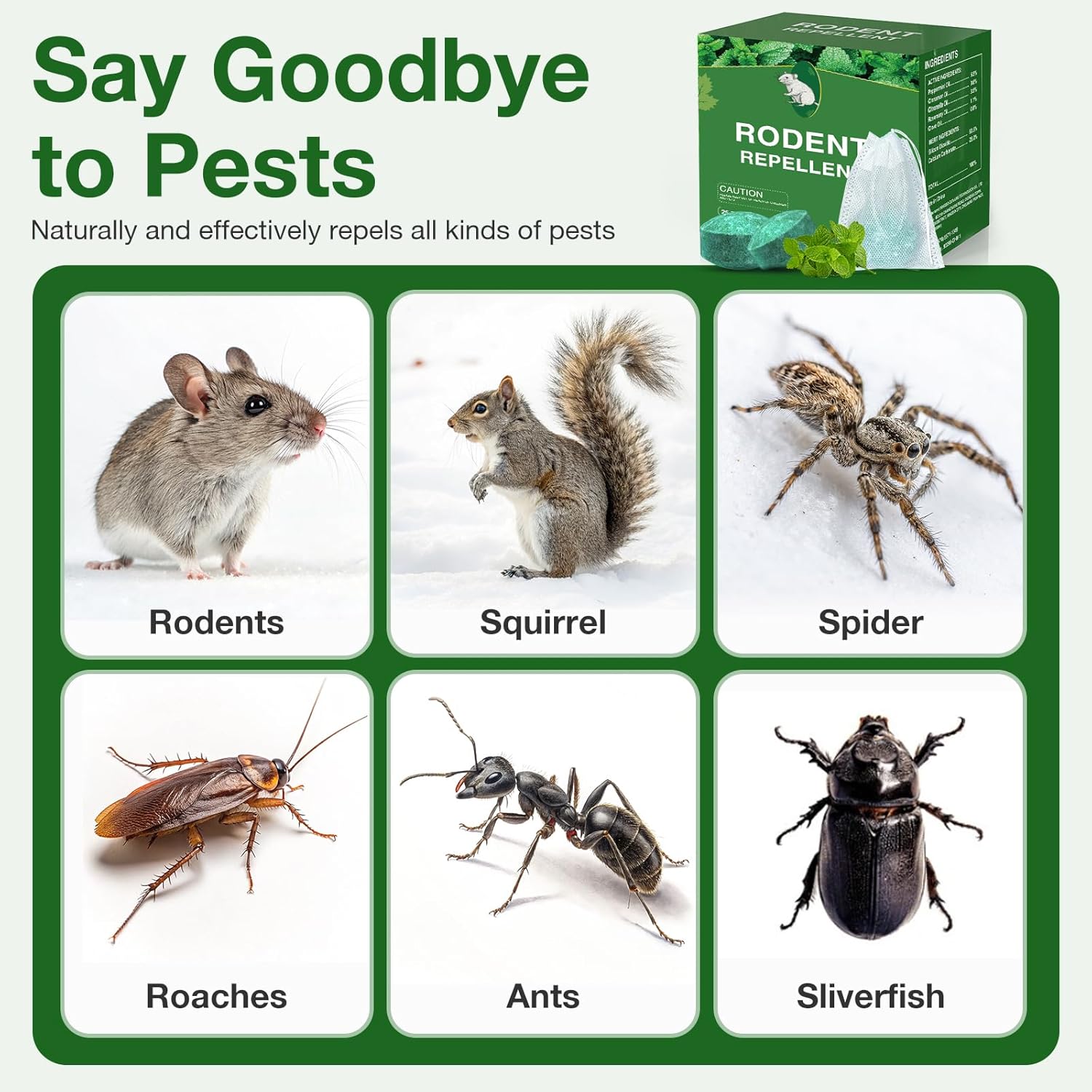 Skiennix Mouse Repellent Balls - 25 Pack Peppermint Oil Formula | Natural Rodent Deterrent for Home & Garden, Safe for Family & Pets