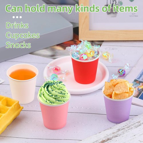 Wuadua 100 Pack 3 oz Pink Disposable Paper Cups - Sturdy and Leak-Proof for Parties, Events, Office, Home Use Disposable Mouthwash Cups - Ideal for Hot/Cold Drinks, Smooth Rim Design, Eco-Friendly