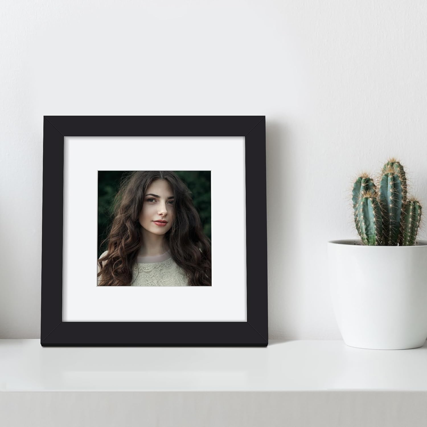 Upsimples 6x6 Picture Frame - Display 4x4 Photos with Mat or 6x6 Without | Black Wall Hanging Frame, 1 Pack