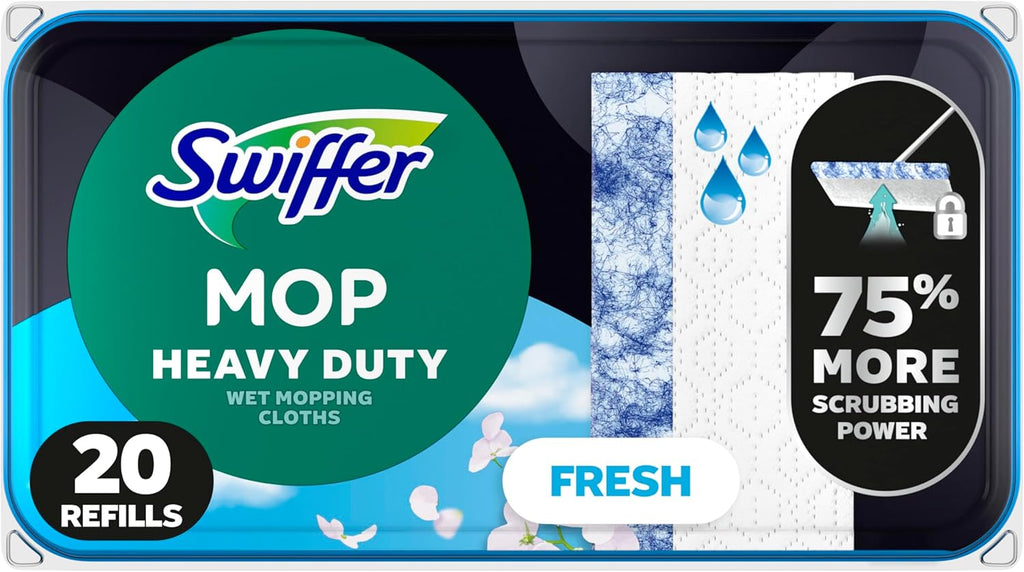 Swiffer Heavy Duty Mop Refills - Multi-Surface Cleaning Cloths with Outdoor Fresh Scent | 20 Count