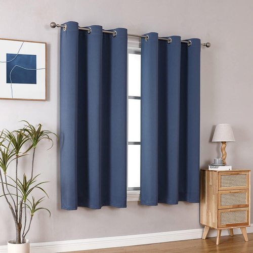 ChrisDowa Blackout Curtains - Thermal Insulated Grommet Room Darkening Panels, Stone Blue, 42 x 48 Inch