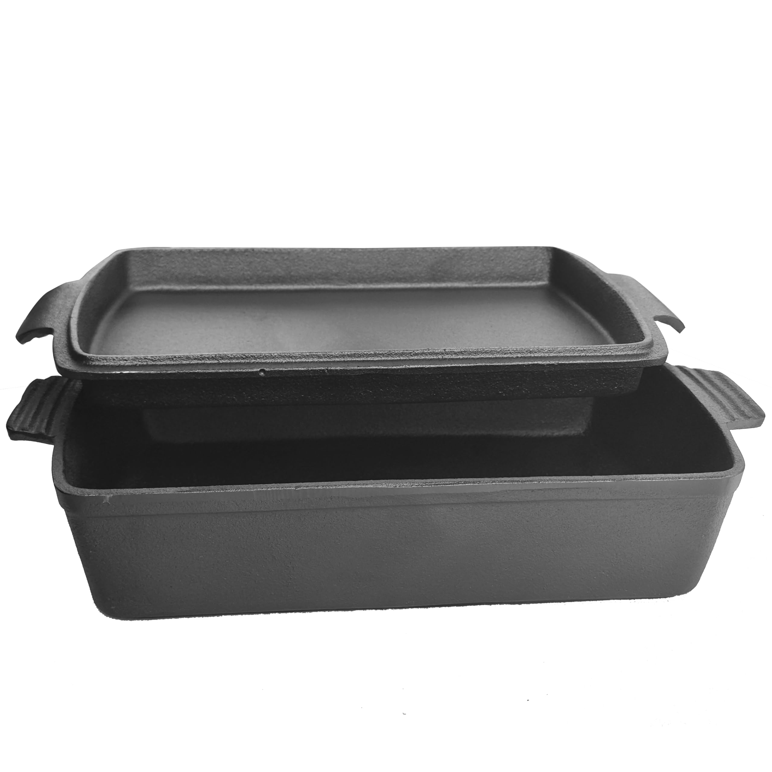 Voulosimi 15.5"x10.5" 2-In-1 Pre Cast Iron Oven Pan - Rectangular Baking Pan for home baking ﻿ (7 QT)