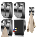 KIHOGEM 4Pcs Magnetic Towel Hook Holder, Super Strong Magnet Kitchen Towel Hanger for Refrigerator, Stainless Steel Dish Rag Holder for Fridge RV Garage