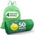 Reli. 4 Gallon Trash Bags - Citrus Scented Drawstring Garbage Liners | 50 Count for Small Cans