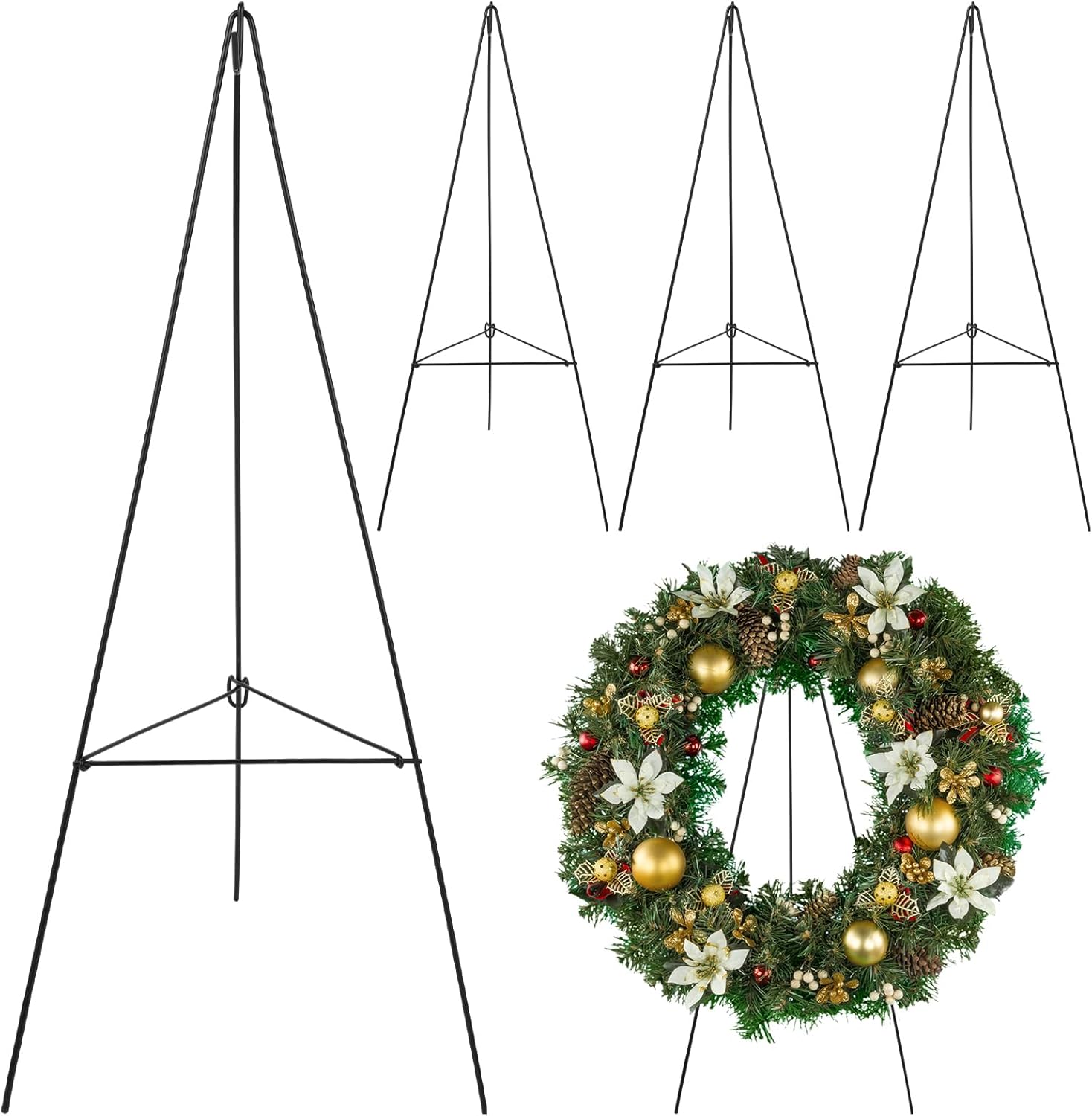 Soaoo Christmas Wreath Stand - Metal Easel for Cemetery Grave Flowers | 30-Inch Holder