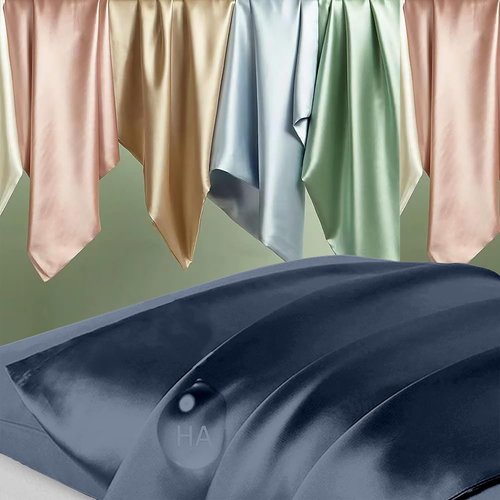 Mulberry Silk Pillowcases | King Size Natural Silk Satin for Hair & Skin | Zipper Closure - Mood Indigo