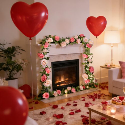 GREENTIME 2Pack Artificial Rose Flower Garland 6.5 FT Fake Rose Vine for Wedding Arch Table Centerpiece Arrangement Wall Party Decoration Stairs Fireplace Decor Mirror Decor
