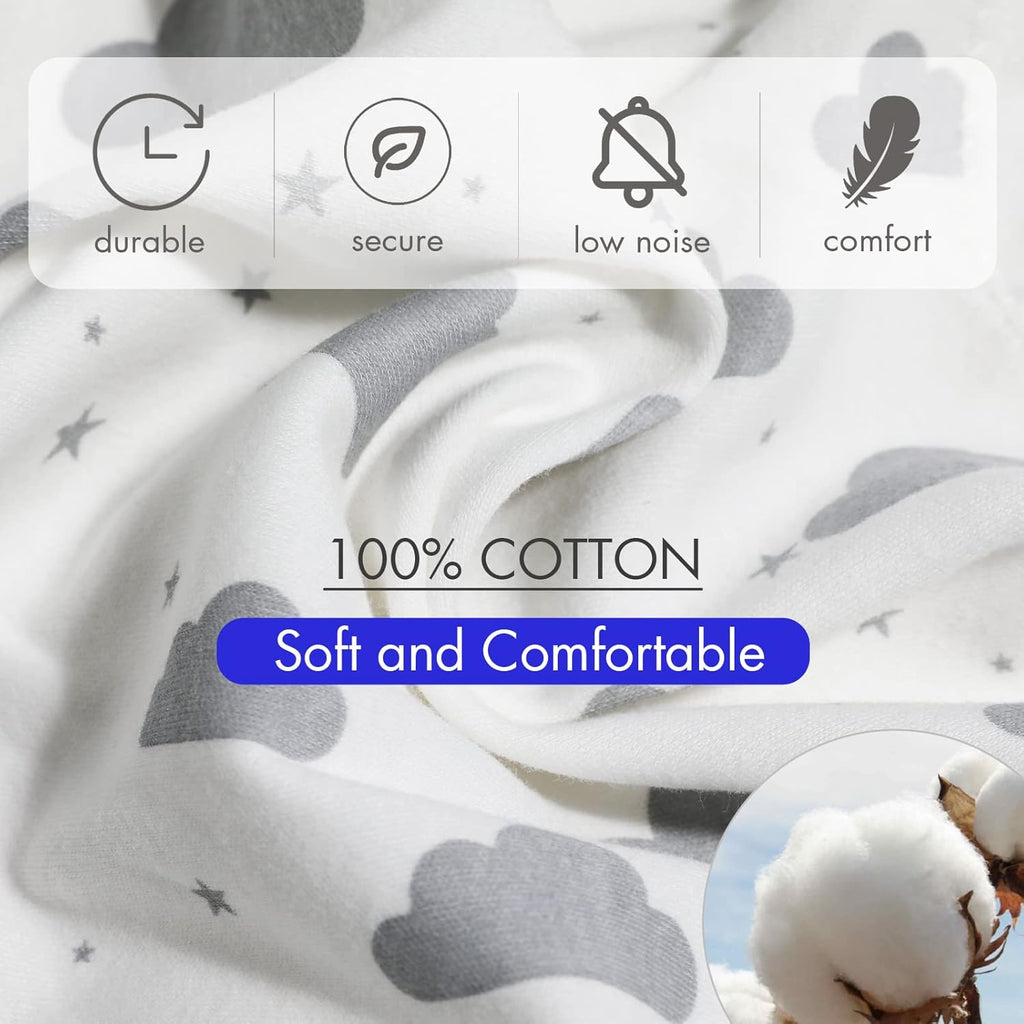 Skiennix Organic Baby Swaddle Sleep Sacks - 4-Pack Adjustable Cotton Wraps for Infants 0-3 Months