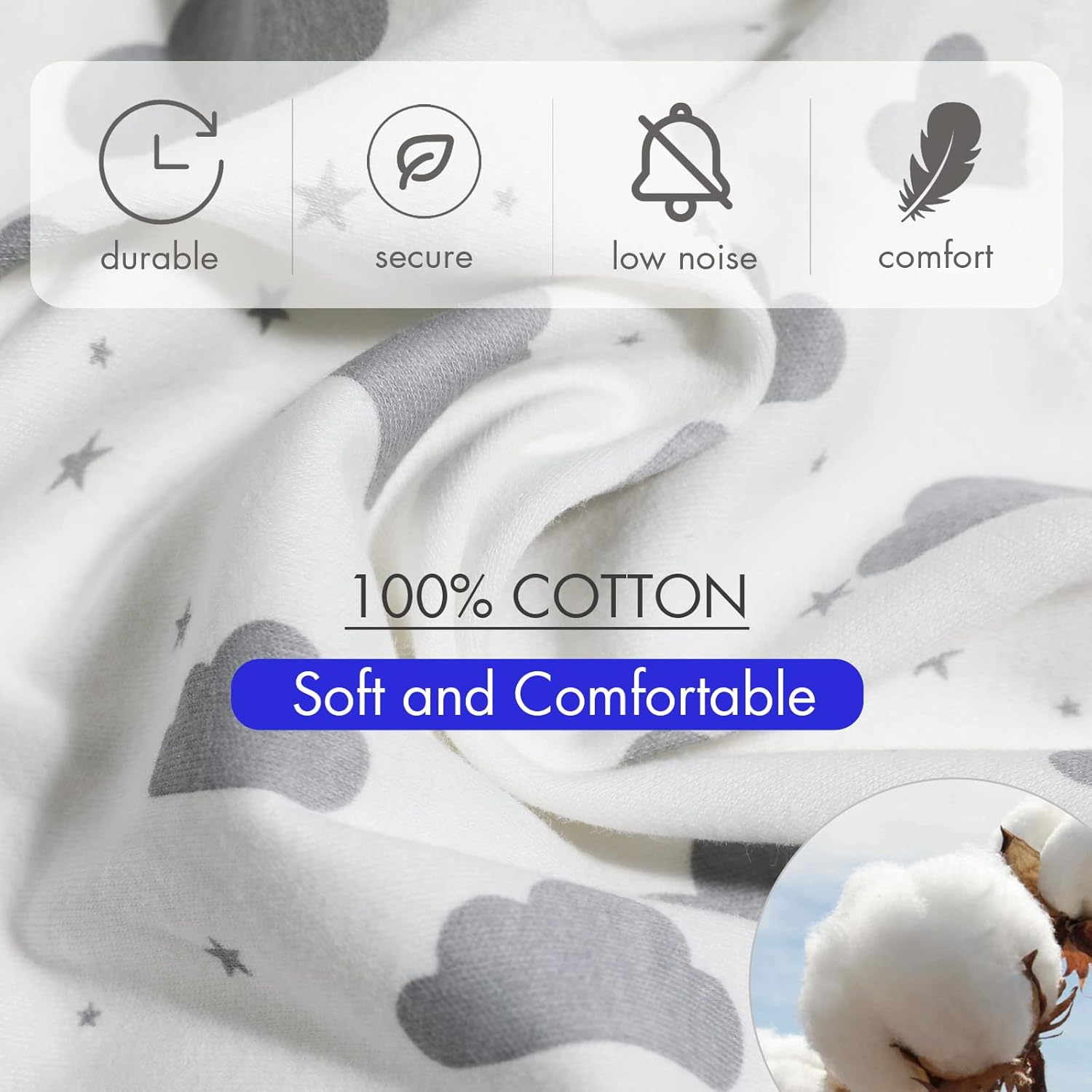 Skiennix Organic Baby Swaddle Sleep Sacks - 4-Pack Adjustable Cotton Wraps for Infants 0-3 Months