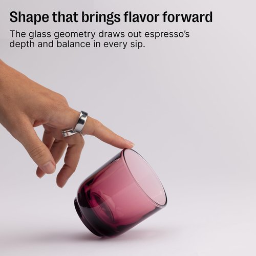 Fellow Pirch Espresso Shot Glass 3.5 oz Set of 2, Amber Artisanal Espresso Cups, Handcrafted Soda Lime Glass – Heat Retaining, Dishwasher & Microwave Safe for Latte Art & Coffee