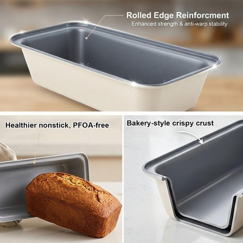 Proigtz 13x4 Inch Loaf Pan 3-Pack, Nonstick Carbon Steel Bread Pan for Even Baking, Long Baking Pan for Homemade Sourdough, Banana Bread & Meatloaf – Rust-Resistant, Warp-Resistant, Easy Release