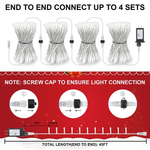 33 FT 100LEDs Christmas Lights Plug in,Outdoor Indoor Connectable Fairy Lights with Timer and 8 Modes,Christmas Tree Lights for Garden Party Wedding Christmas Decoration(Warm White)