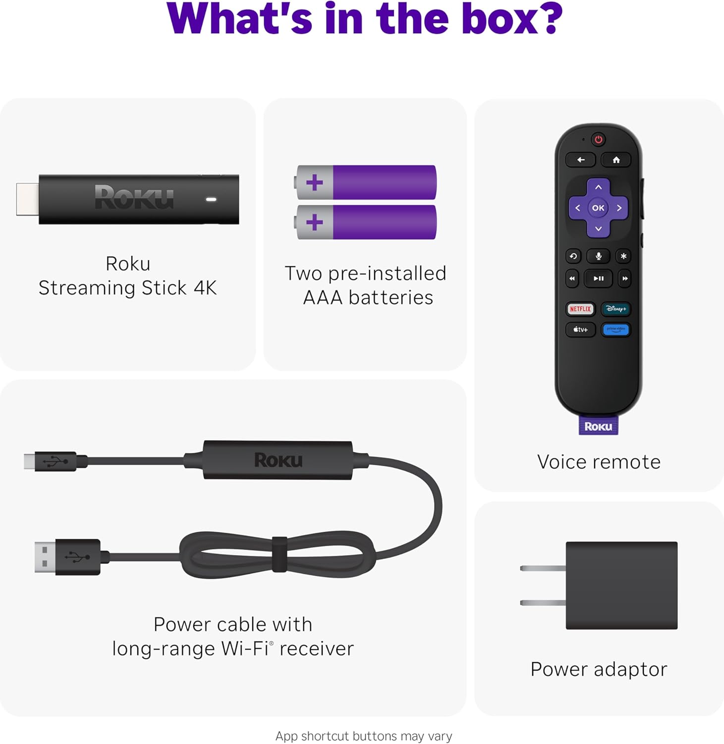 Roku Streaming Stick 4K - HDR & Dolby Vision Streaming Device with Voice Remote & Long-Range Wi-Fi