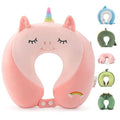 Niuniu Daddy Unicorn Kids Travel Pillows for 3-8 Y/O, Travel Essentials for Road Trip Long Flight, Soft Memory Foam Neck Pillows for Airplane, Car Seat, Traveling, Sleeping for Boys Girls Toddler