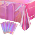 FunnyPars Iridescent Pink Tablecloths - Shiny Disposable Laser Rectangle Covers | 54x108 Inch for Parties & Events